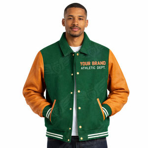 Veste universitaire Famo pour hommes, mélange de laine, style Letterman, avec manches en cuir PU, design Snake Back, athlétique, universitaire - Product Image 2