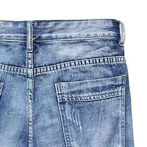 Shorts en jean pour homme avec broderie personnalisée, délavage acide, design court, taille mi-haute, coupe droite pour l'été - Product Image 6