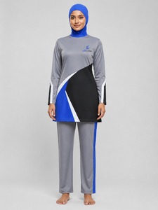Ensemble burkini confortable, respirant, durable et modeste, burkinis islamiques 2 pièces, imprimé cristal, coupe haute, séchage rapide, taille OEM - Product Image 1