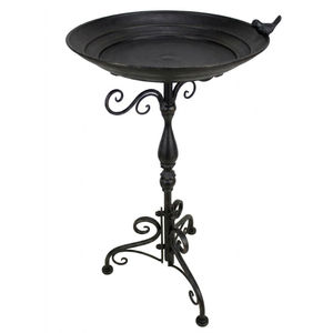 Blue Metal Bird Bath Outdoor Garden <b>Weather</b> Resistant Shallow Basin Filigree Scroll Base Yard Water <b>Station</b> - Product Image 5