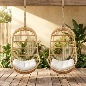 Handwoven Rattan <b>Chair</b> Natural Handmade Rattan Hanging <b>Chair</b> Wicker <b>Egg</b> Swing <b>Chair</b> For Patio Balcony Garden Indoor Decor - Product Image 1