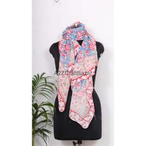 Bufanda de Algodón 100% Transpirable con Estampado Floral Digital para Mujer, Ideal para la Playa y Uso Diario - Product Image 2