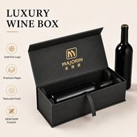Boîte cadeau de luxe haut de gamme noire pour vin, boîtes rigides personnalisées avec logo en feuille d'or et fermeture magnétique pour bouteilles de vin