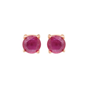 ต่างหูทองคำ 14k สีเหลืองประดับทับทิมทรงกลมธรรมชาติแบบหนามเตย ขายส่ง Memoria Jewels - Product Image 3