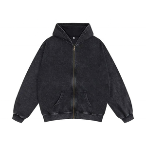 เสื้อฮู้ดดี้โอเวอร์ไซส์แบบซิปติดอัพพลิเคชั่นลายกรดแบบพิเศษสำหรับผู้ชาย-ฤดูใบไม้ผลิ ผ้าเจอร์ซีย์คอตตอน 100% กันน้ำและระบายอากาศได้ดี - Product Image 4