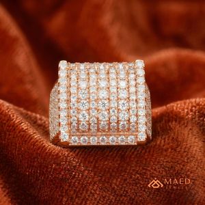 <b>Mens</b> Rose Gold Tone Moissanite Square Engagement <b>Ring</b> Luxury Hip Hop Gift Jewelry Stylish Wear - Product Image 5