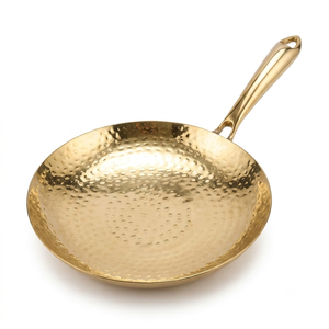Hammered Brass Fry <b>Pan</b> with Handle | Premium Brass <b>Skillet</b> for Cooking | Traditional Indian Frying <b>Pan</b> | Heavy Duty Kitchen Cook - Product Image 1