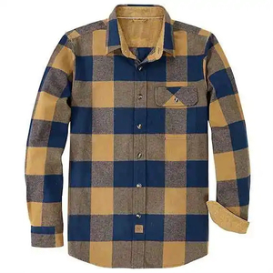 Chemise en flanelle unie pour homme, manches longues, col mandarin, 100% coton, respirante, pour l'été - Product Image 2