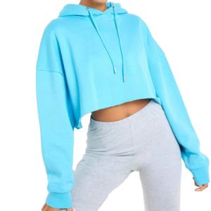 Haut court à capuche ample pour femme, nouveau design, en coton, avec logo personnalisé sur le devant, 100 % coton - Product Image 6