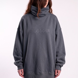 Sudadera de cuello alto para mujer, de invierno, lisa, de algodón y felpa, con logotipo frontal bordado personalizado, estilo oversize, ropa casual, servicio OEM - Product Image 1