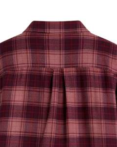 Camisa de Franela a Cuadros Ombre Borgoña para Mujer, Personalizada por el Fabricante, Manga Larga, con Botones, Informal, Mezcla de Algodón, para Otoño e Invierno - Product Image 6