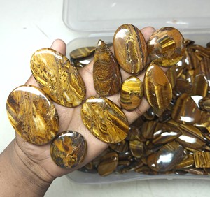 Piedra Preciosa Suelta de Ojo de Tigre Amarillo de Alta Calidad, Pulida a Mano, Corte Pera, Corte Cojín, Cabujón Semiprecioso - Product Image 4