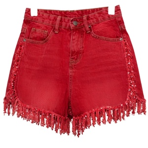 Shorts en jean déchirés à taille mi-haute pour femme, coupe droite, extensibles, style streetwear décontracté, pour l'été - Product Image 1