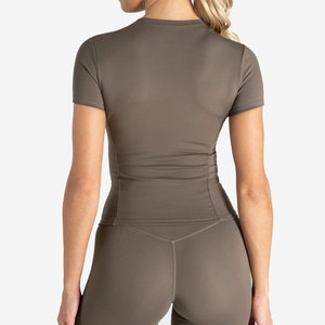 <b>Women</b> Seamless <b>Compression</b> T-Shirt Solid Color Quick Dry Yoga Wear Fitness T-Shirt Running Gym Training Workout <b>Top</b> - Product Image 5