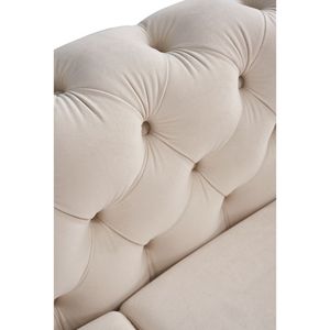 Divano Chesterfield Moderno Trapuntato in Velluto Crema 84,25 W per Soggiorno - Product Image 2