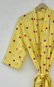 High Selling Summer Cotton <b>Kimono</b> <b>Robe</b> <b>Long</b> Sleeve Full Length V-neck Beach Wear Hotel Use - Product Image 6