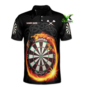 T-shirt décontracté à manches courtes VANTEX pour homme, séchage rapide, 100 % polyester tricoté, avec impression flamme et nom personnalisé - Product Image 3