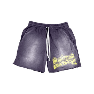 Shorts en molleton rouge délavé pour femme, 300 GSM, mélange de coton doux, taille à cordon de serrage, impression sérigraphique, logo personnalisé - Product Image 2