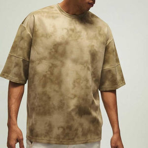 Men's Oversized O-Neck Short Sleeve <b>Tie</b>-Dye T-Shirt <b>Knitted</b> Casual Regular Length With Pattern - Product Image 2