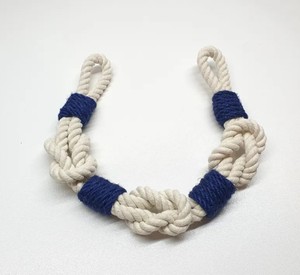 Set of 2 <b>Curtain</b> Tiebacks | Nautical Knots Cotton Cord with Navy Wrap..<b>Curtain</b> Holdbacks - Product Image 3