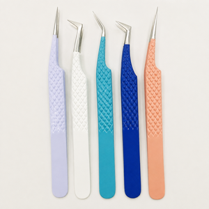 Ensemble de pinces à épiler professionnelles en acier inoxydable colorées, pointe fine, écologiques, durables, kit d'outils de salon - Product Image 1
