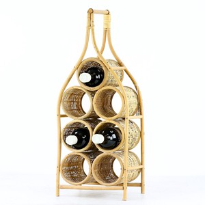 Wine bottle storage <b>shelves</b> natural rattan liquor holder stand best price wholesale decor rack stands - Product Image 4