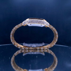 Nuevo y Elegante Reloj de Acero Inoxidable con Incrustaciones de Diamantes Moissanite VVS1, Números Arábigos, Movimiento de Cuarzo, Dos Tonos, Ecológico - Product Image 5