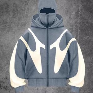 Nueva Sudadera con Capucha Unisex de Moda Urbana con Cremallera para Invierno, OEM ODM Y2K Hip Hop, de Algodón y Felpa, con Bloques de Color y Logotipo Personalizado para Hombre - Product Image 2