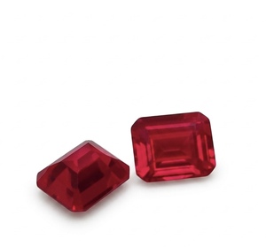 Pierre précieuse de laboratoire de couleur rubis rouge, taille émeraude, pour la fabrication de bijoux - Product Image 1