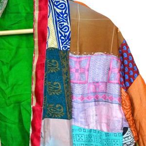 Nueva Llegada Multi Patchwork Kimono Mujeres Albornoz de Seda Bata de Noche Para Mujeres - Product Image 1