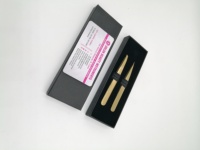 2 Buah Set Pinset Perawatan Alis dengan Kemasan Profesional Pinset Runcing Miring Plasma Emas untuk Penghilang Rambut Alis