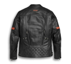 Chaqueta de Cuero Genuino con Estampado por Transferencia Térmica, Cortavientos, Bordado 3D, Manga Larga, Inspirada en Equipos de Carreras, para Motociclismo Casual - Product Image 2