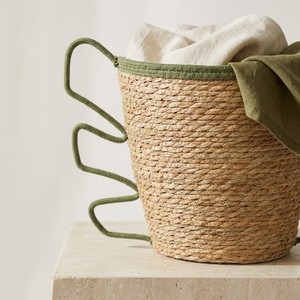 Sustainable Handmade Water Hyacinth Kids <b>Storage</b> Basket Butterfly Handle Woven Toy Organizer Handmade Nursery Basket Wholesale - Product Image 3