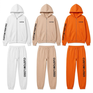 Custom Wholesale High Quality Men Oversize <b>Drop</b> Shoulder Full Zip Hoodie and Jogger Set Breathable Two piece For Men - Product Image 5