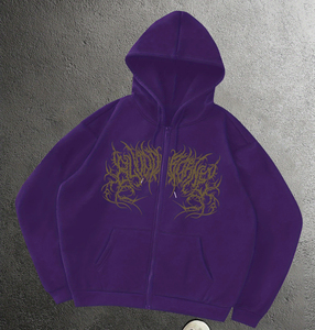 Vintage Embroidery Patch Hoodie for <b>Men</b> Designers' Distressed Acid Wash Fleece Hooded Winter Lined Hoodies OEM Service - Product Image 1