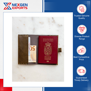 Porta Pasaportes de Cuero Genuino de Primera Calidad con Bloqueo RFID, Precio de Mercado al por Mayor - Product Image 3