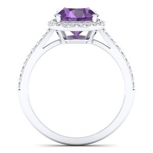 Bague REYES en argent sterling 925 avec améthyste taille ronde de 1,75 carat et moissanite certifiée GRA – Cadeau de mariage, bijoux raffinés - Product Image 4