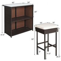 Ensemble table et tabourets de bar en rotin tressé, mobilier de jardin d'extérieur résistant aux intempéries, ensemble repas 2 places pour terrasse