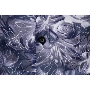 Camisa de Hombre con Cuello Alto y Estampado Floral, Cardigan Estampado de Manga Larga, Corte Ajustado, Informal, con Botones - Product Image 3