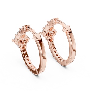 Boucles d'oreilles clous en or rose avec diamants ovales, bijoux en diamants blancs pour mariage, fête ou cadeau - Product Image 3