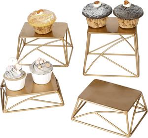 Luminous Golden Metallic Cake <b>Stand</b> Royal Structured Wire Mesh Customized Size <b>Cupcake</b> Dessert Displaying <b>Stand</b> - Product Image 1