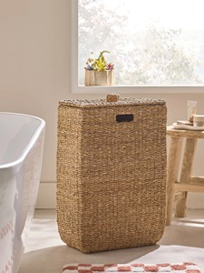 Dark Natural Seagrass Slimline Laundry <b>Basket</b> Handmade <b>Storage</b> <b>Basket</b> Wholesale eco-friendly Made in Viet Nam - Product Image 6