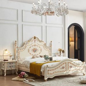 Juego de dormitorio clásico francés blanco de Montage Beverly Hills, cama de caoba tallada para hotel o villa, garantizado. - Product Image 2