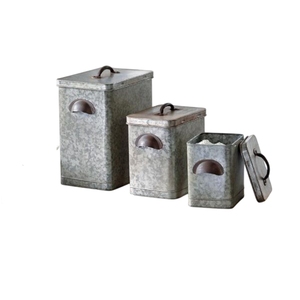 Ensemble de boîtes en métal au design excellent, finition galvanisée, pour ustensiles de cuisine, thé, café et sucre, boîte ronde avec couvercle en bois - Product Image 6