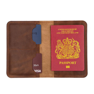Custom Leather Passport Holder RFID Blocking Travel Wallet Multiple <b>Card</b> Compartments Personalized Logo for sale in low price - Product Image 1