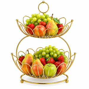 Panier à fruits à 2 niveaux en gros avec support pour bananes, corbeille à fruits en fil métallique, support de rangement de comptoir, organisateur de cuisine détachable - Product Image 6