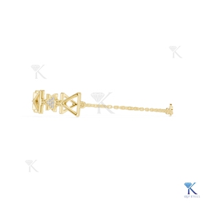 Lab Grown Diamond Geometric Triangle Chain Bracelet 14K <b>Solid</b> <b>Gold</b> Fine Luxury Unisex Modern Link Jewelry Party Gift - Product Image 5