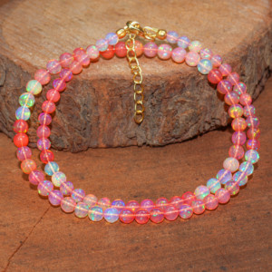 Round <b>Opal</b> Shaded Beads Handmade <b>Necklace</b> Gemstone Beaded <b>Necklace</b> Handmade Candy <b>Opal</b> <b>Necklace</b> For Women - Product Image 6