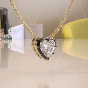 Georgian Cut Set Moissanite Pendant 14K Gold IGI Certified Rhinestone Plated Luxury Christian Style Necklace - Product Image 3