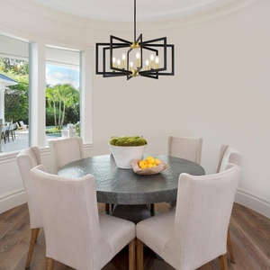 Wholesale Industrial Geometric Chandelier Bulk Matte Black and Gold Pendant Light Factory Price <b>Retro</b> Candle Hanging Lamp - Product Image 3